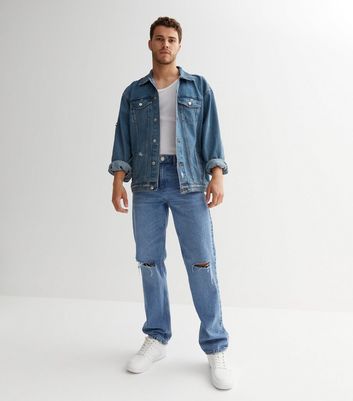 Mens denim hot sale jacket ripped