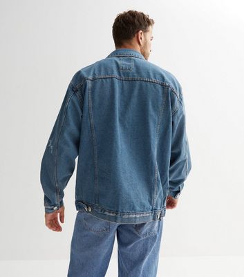 Guys patched and hotsell ripped detail denim jacket