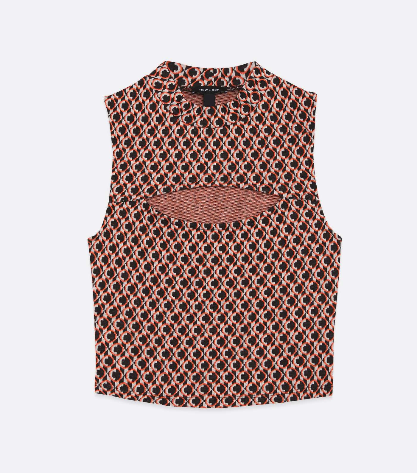 Brown Jacquard Abstract Cut Out Top Image 5