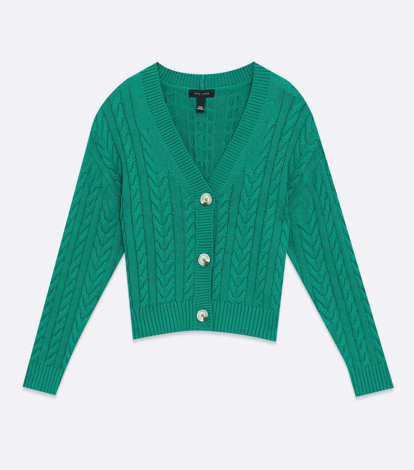 Green Cable Knit Cardigan Image 5