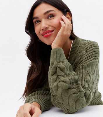 Olive cable clearance knit sweater