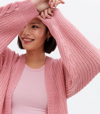 Pink Cable Knit Trim Cardigan | New Look