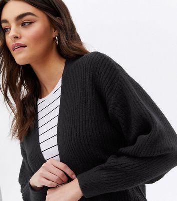 Click to view product details and reviews for Black Ribbed Knit Cardigan New Look.