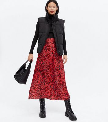 leopard skirt red