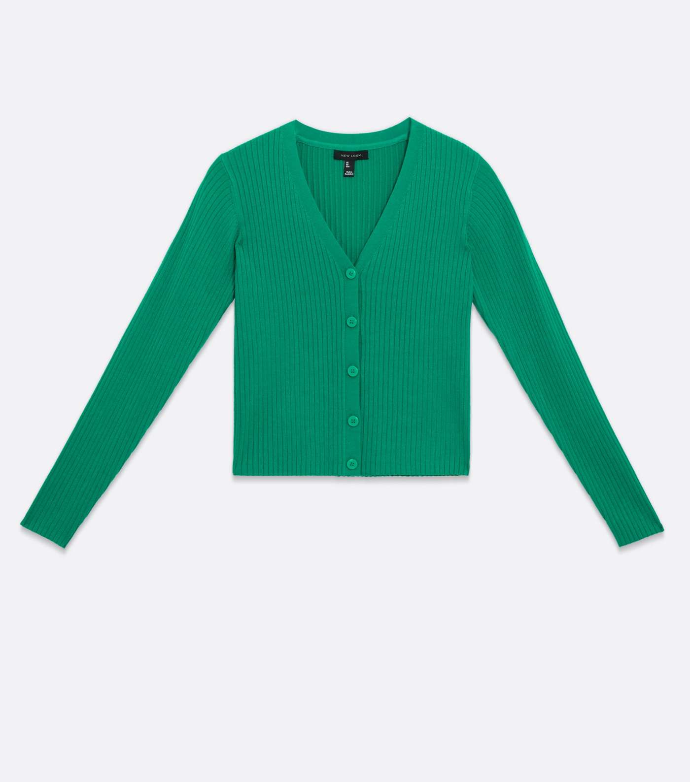 Green Ribbed Knit Button Cardigan Image 5