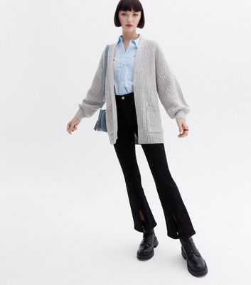 Click to view product details and reviews for Pale Grey Knit Pocket Cardigan New Look.