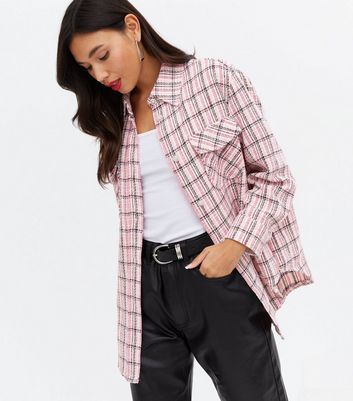 new look pink check shirt