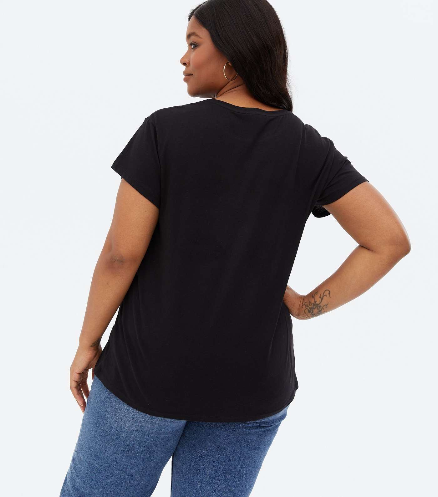 Curves Black Camo Lips Logo T-Shirt Image 4
