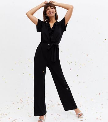 ruffle jumpsuit black