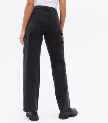 Click to view product details and reviews for Black Utility Pocket High Waist Adalae Wide Leg Jeans New Look.