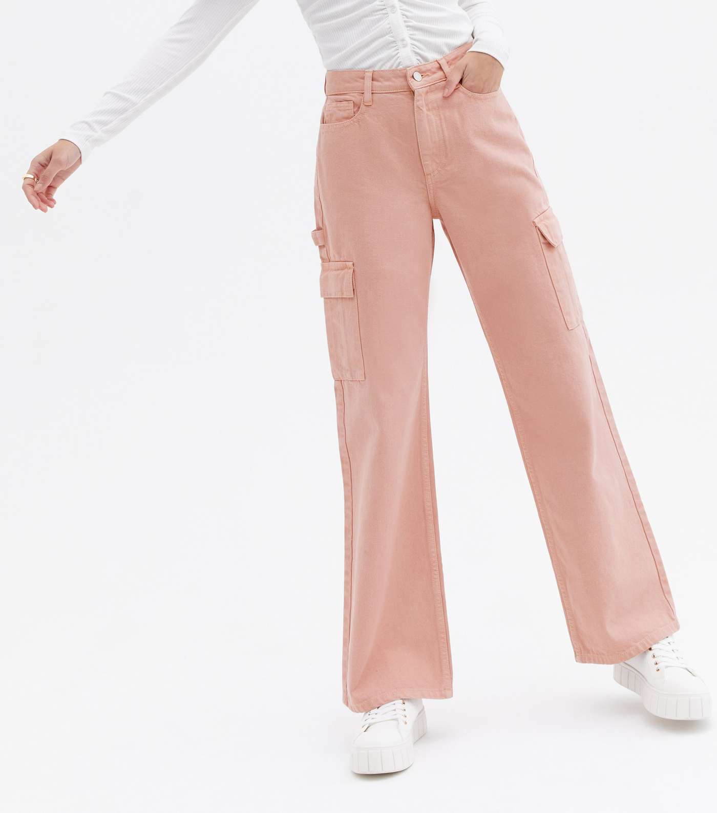 Pink Utility Pocket High Waist Adalae Wide Leg Jeans Image 2