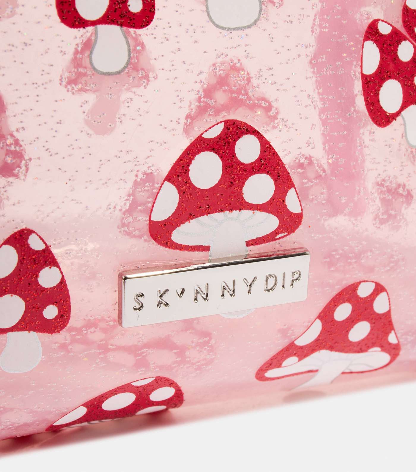 Skinnydip Pink Toadstool Glitter Makeup Bag Image 3