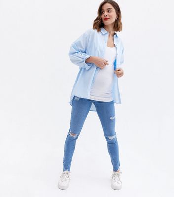 Tall Maternity Bright Blue Ripped Over 