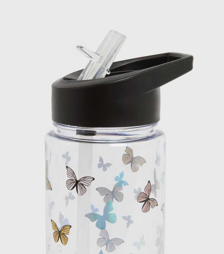 Glass water bottle/butterflies