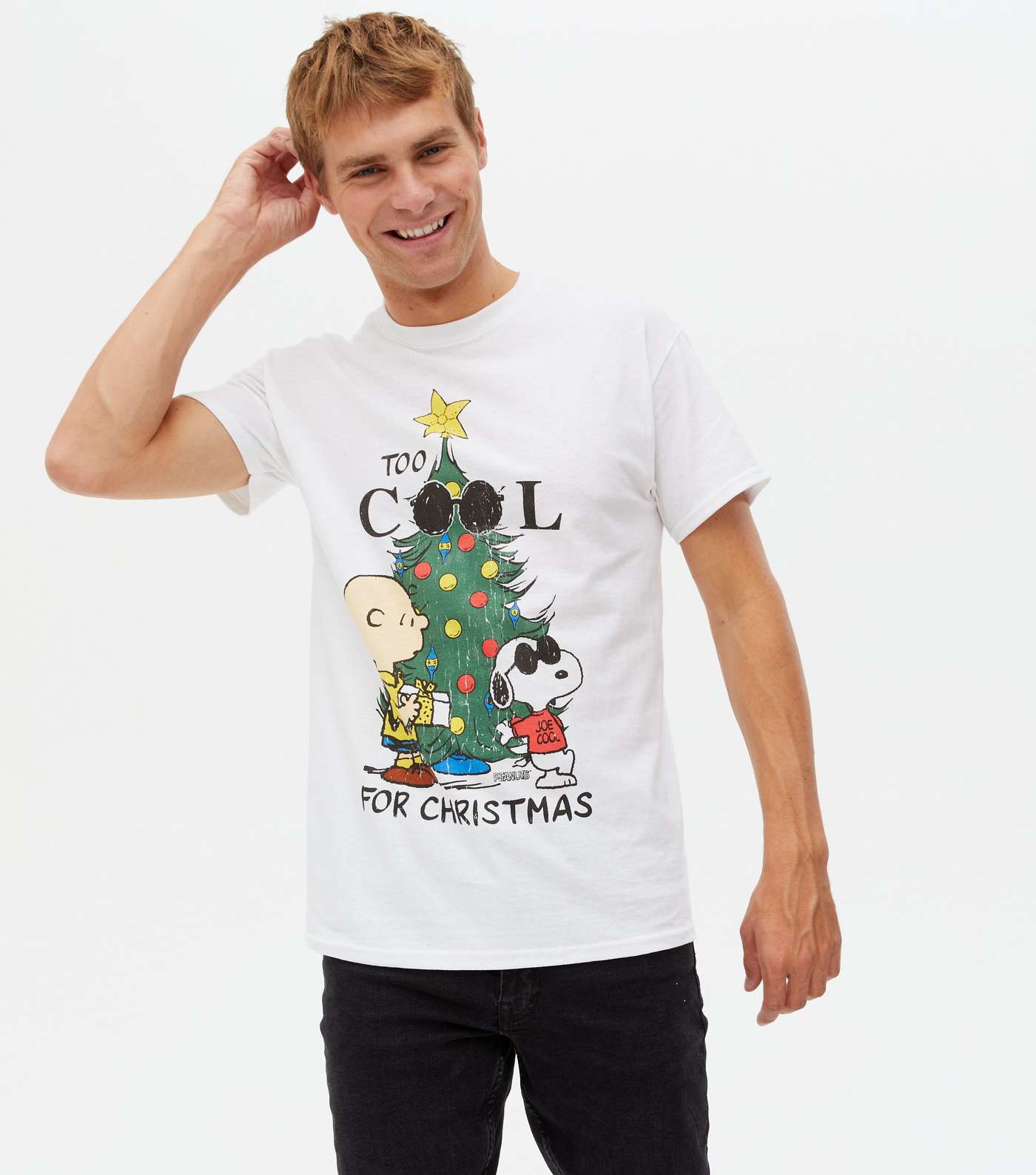 White Snoopy Too Cool For Christmas Logo T-Shirt