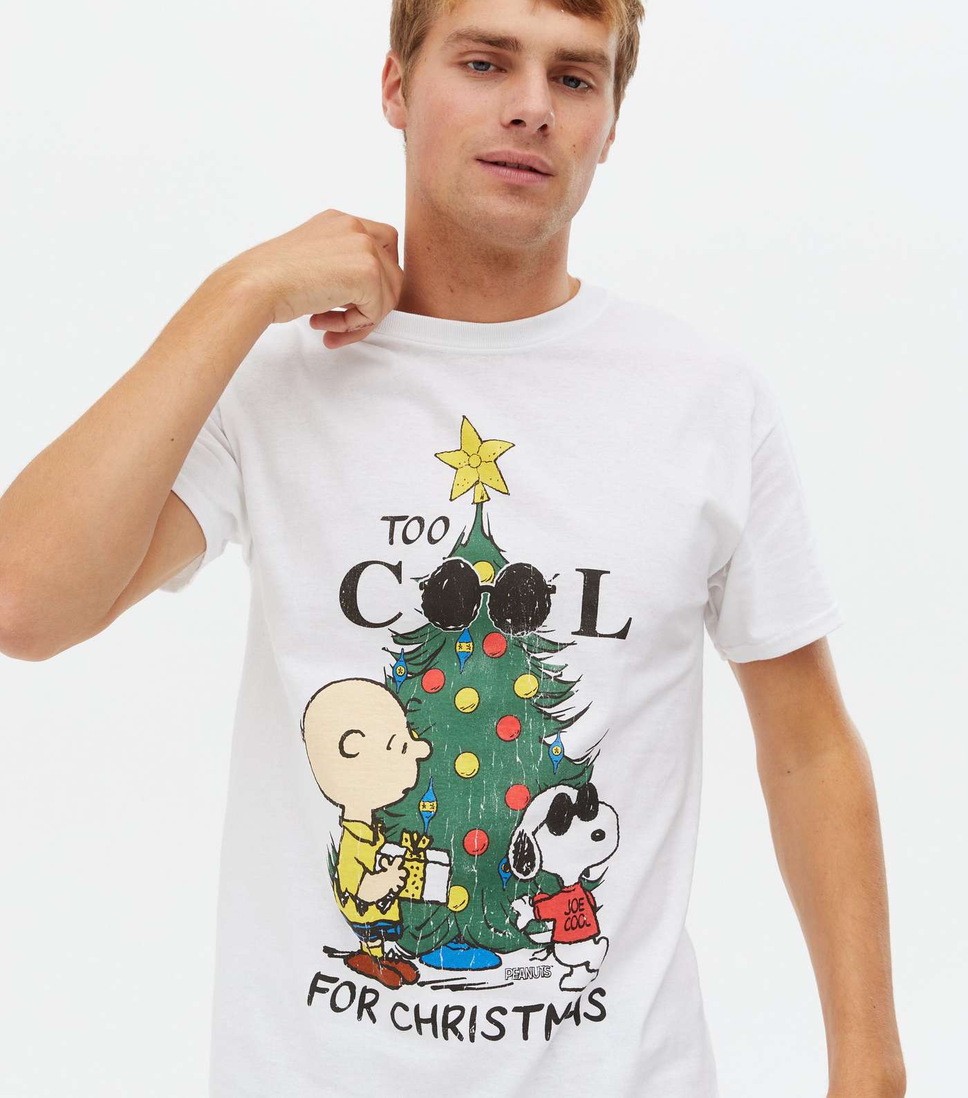 White Snoopy Too Cool For Christmas Logo T-Shirt Image 3