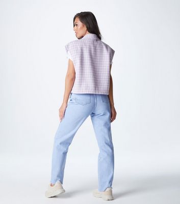Urban Bliss Lilac Dogtooth Collared Gilet New Look