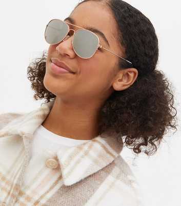 Girls 2 Pack Gold Mirrored Pilot Sunglasses