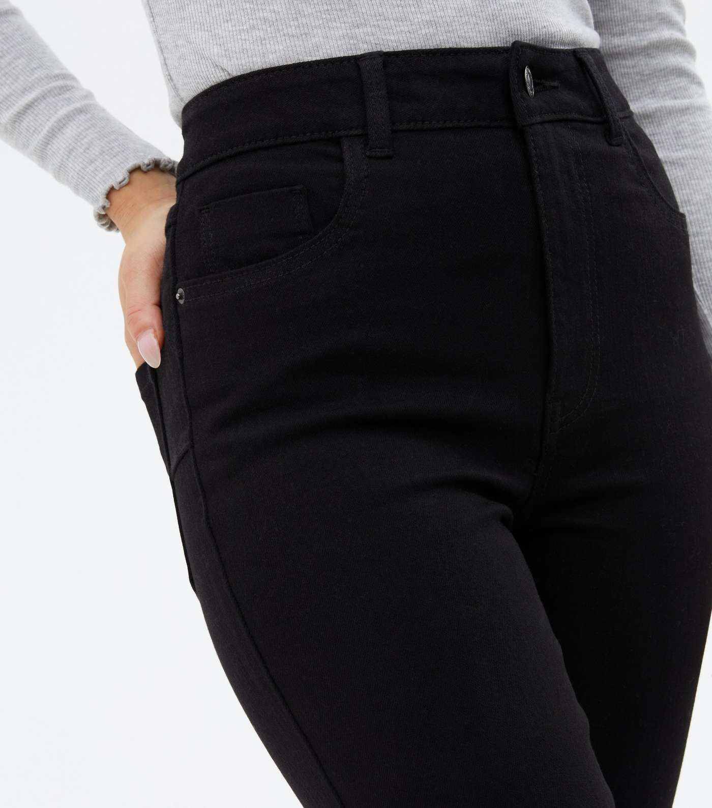 Petite Black Dark Wash Lift & Shape Jenna Skinny Jeans Image 3