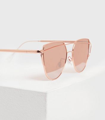 Luxe Volition Women's Ladies Dubai Rose Gold Mirrored Pilot Sunglasses