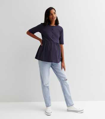 Tall Maternity Pale Blue Ripped Over Bump Tori Mom Jeans