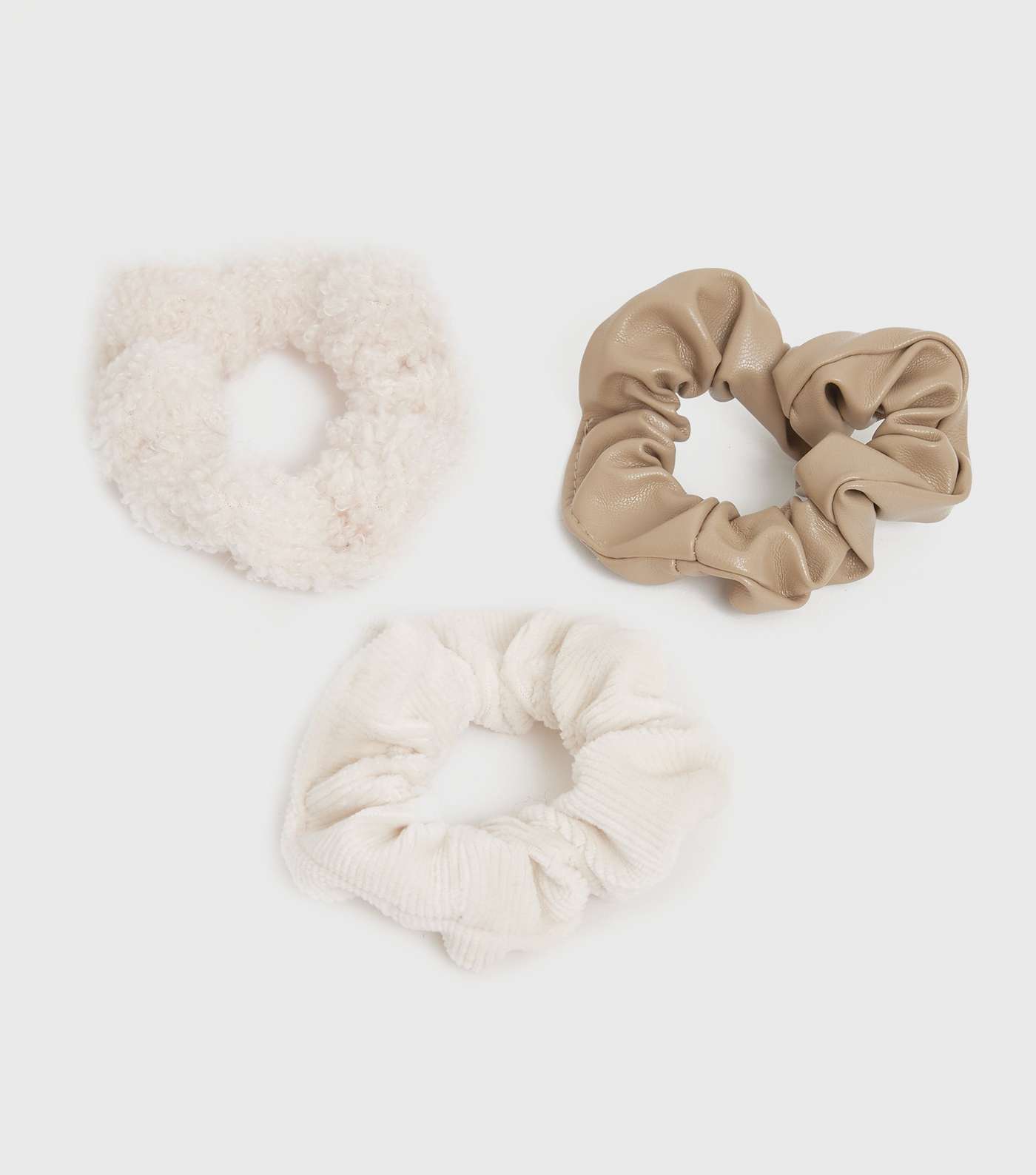 3 Pack Camel and Off White Mixed Scrunchies