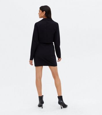 Pink Vanilla Black Crop Blazer and Mini Skirt Set New Look