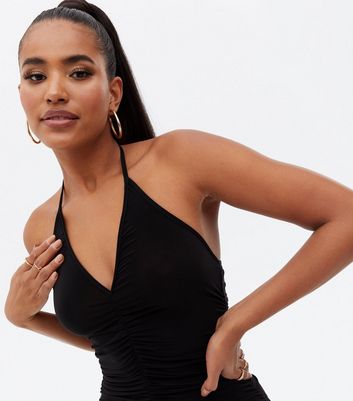 Pink Vanilla Black Ruched Mini Halter 