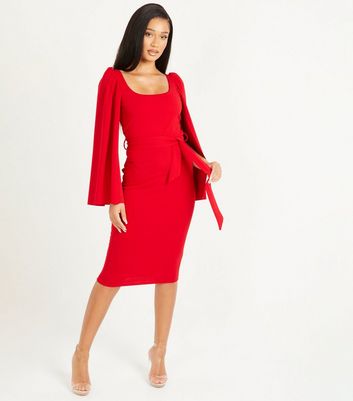 Cape sleeve crepe sheath deals dress