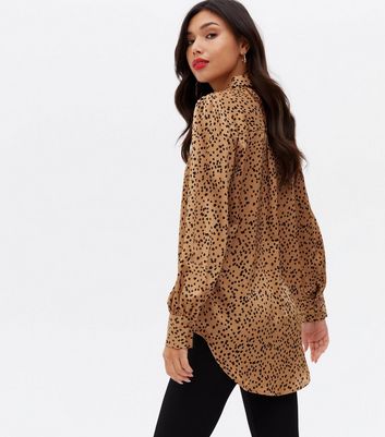 Brown Animal Print Long Shirt New Look