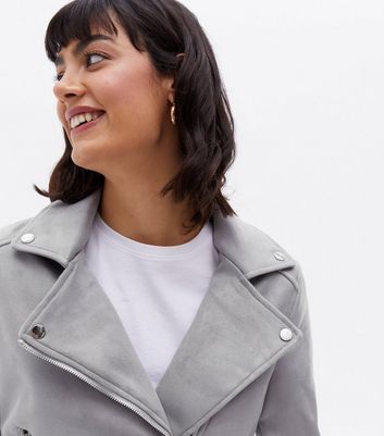 Grey suede jacket new deals look