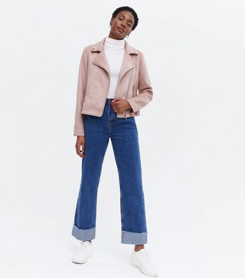 Click to view product details and reviews for Pink Suedette Zip Biker Jacket New Look.