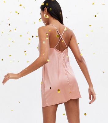 Click to view product details and reviews for Pink Vanilla Pink Satin Cowl Neck Mini Dress New Look.