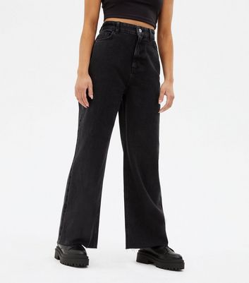 petite wide leg black jeans