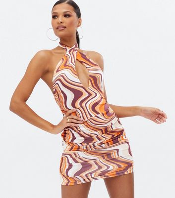 orange swirl dress