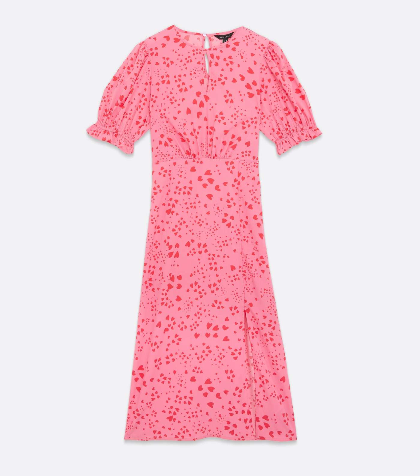 Pink Heart Keyhole Ruched Midi Dress Image 5