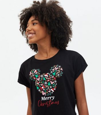 Girls Black Disney Merry Christmas 