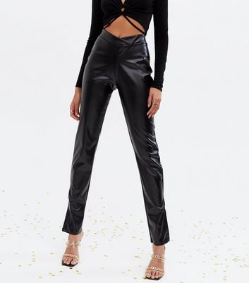 Pink Vanilla Black Leather-Look V High 