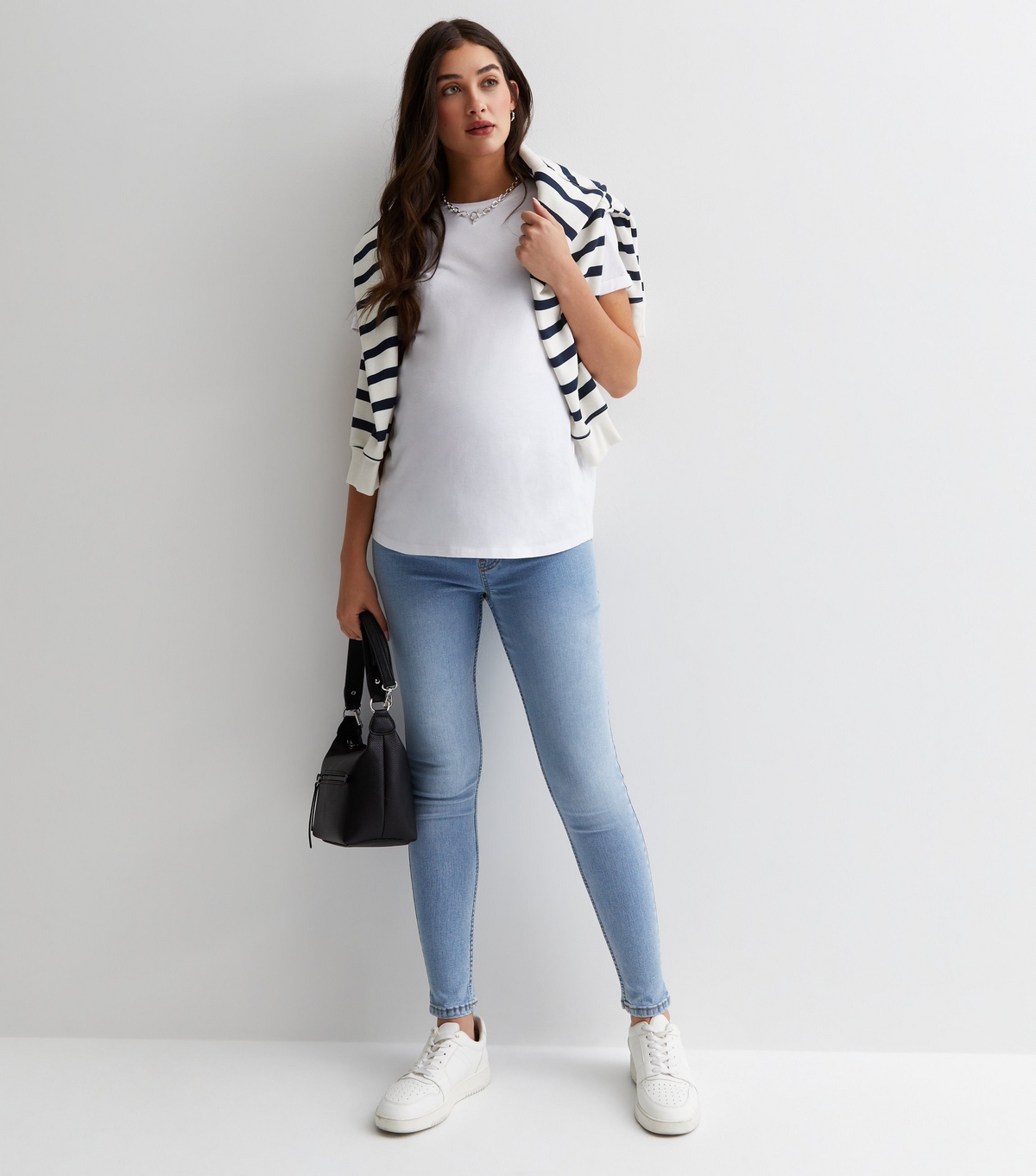 Women's Maternity Pale Blue Over Bump Lift & Shape Emilee Jeggings New Look