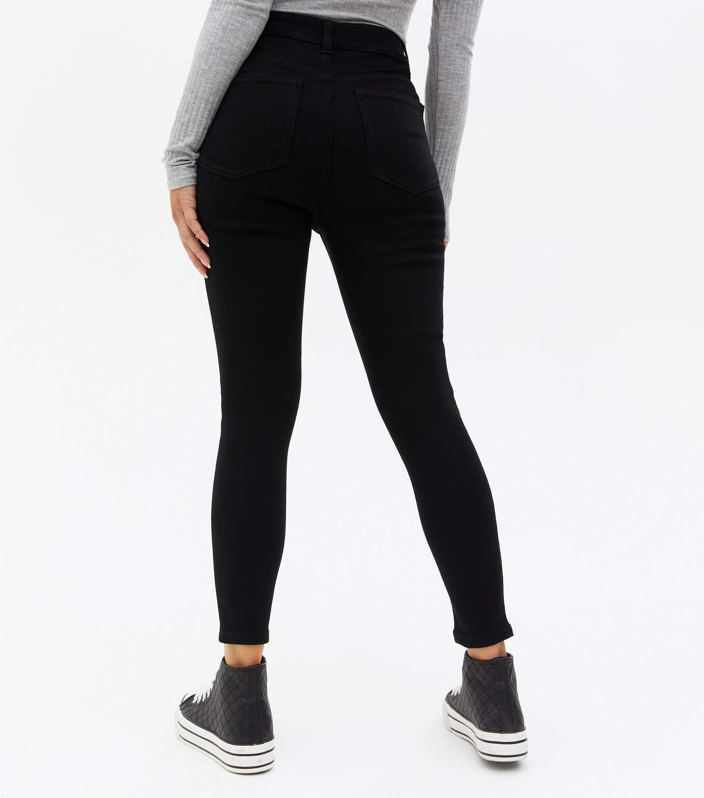 Petite Black Short High Waist Hallie Super Skinny Jeans Image 4