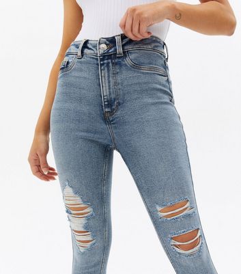 Click to view product details and reviews for Petite Teal High Waist Hallie Super Skinny Jeans New Look.
