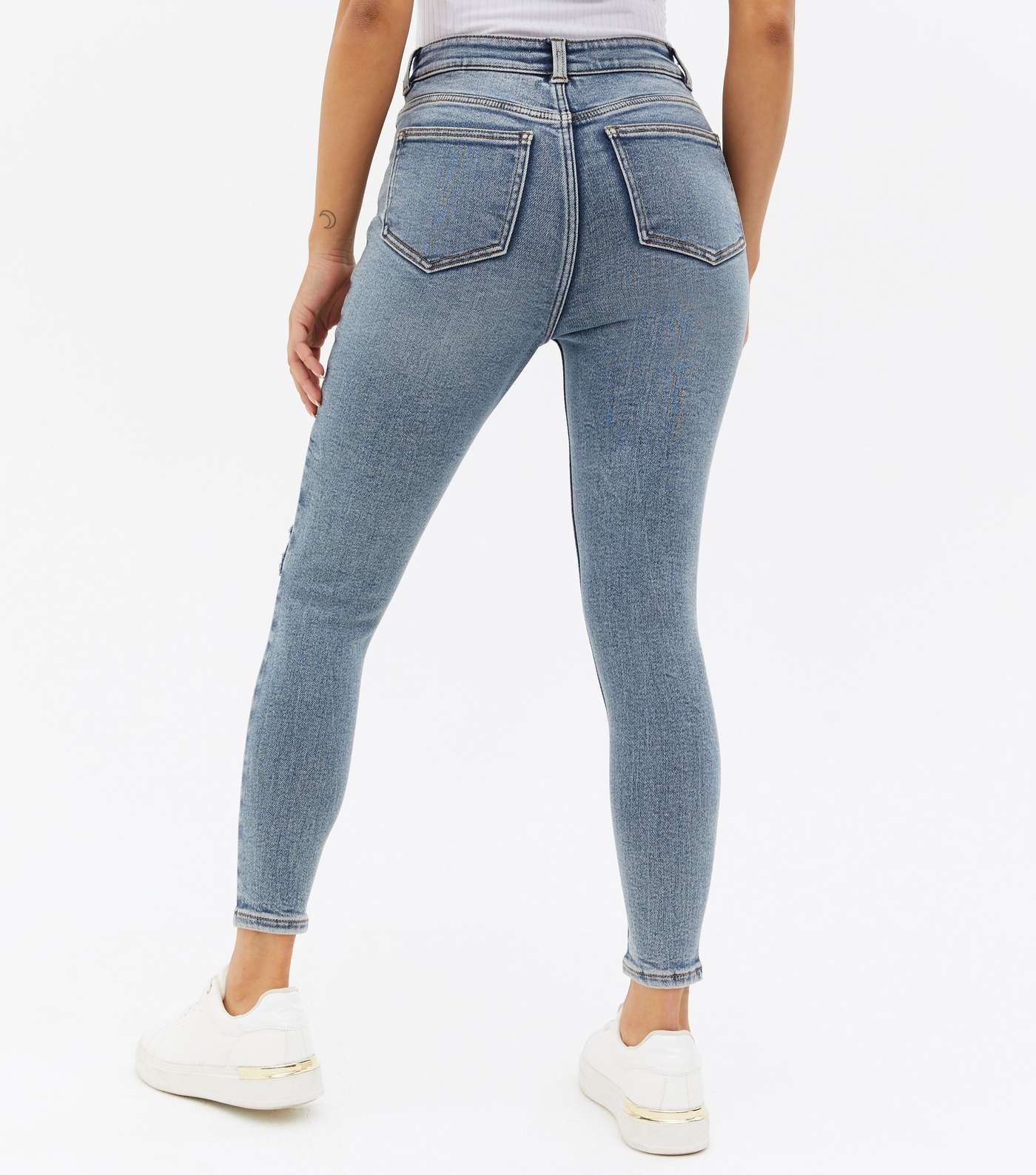 Petite Teal High Waist Hallie Super Skinny Jeans Image 4