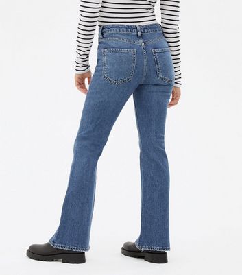 Click to view product details and reviews for Petite Blue Mid Rise Flared Brooke Jeans New Look.