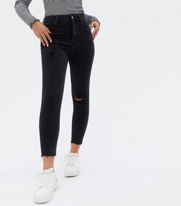 Click to view product details and reviews for Petite Black Ripped Knee High Waist Ashleigh Skinny Jeans New Look.