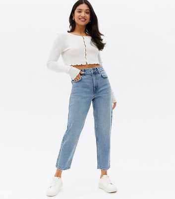 Petite Teal Waist Enhance Tori Mom Jeans