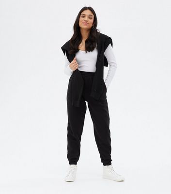Petite Black Jersey Cuffed Joggers 