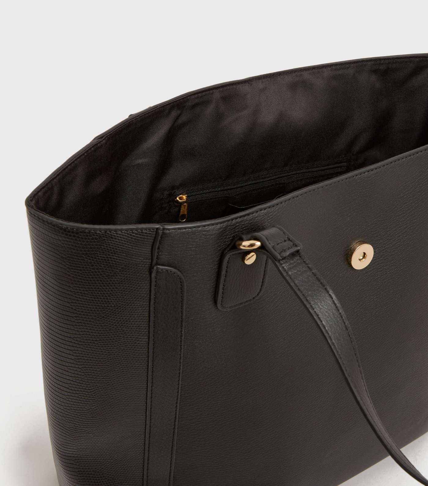 Black Leather-Look Ring Tote Bag Image 4