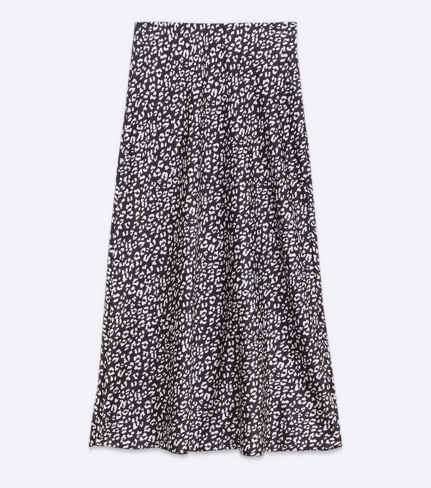 Black Leopard Print Satin Bias Cut Midi Skirt Image 5