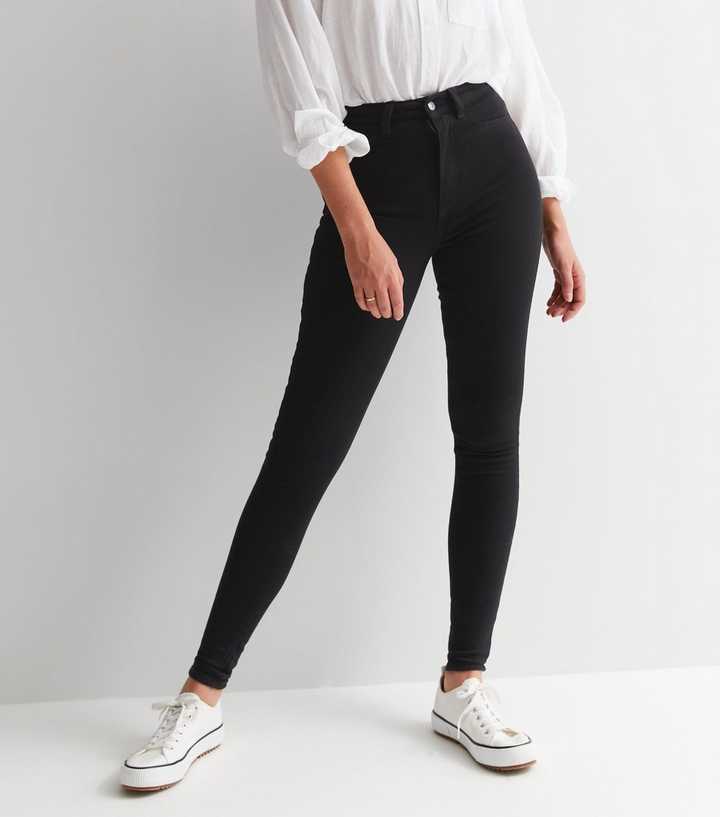 Tall Black Dark Wash High Waist Hallie Super Skinny Jeans