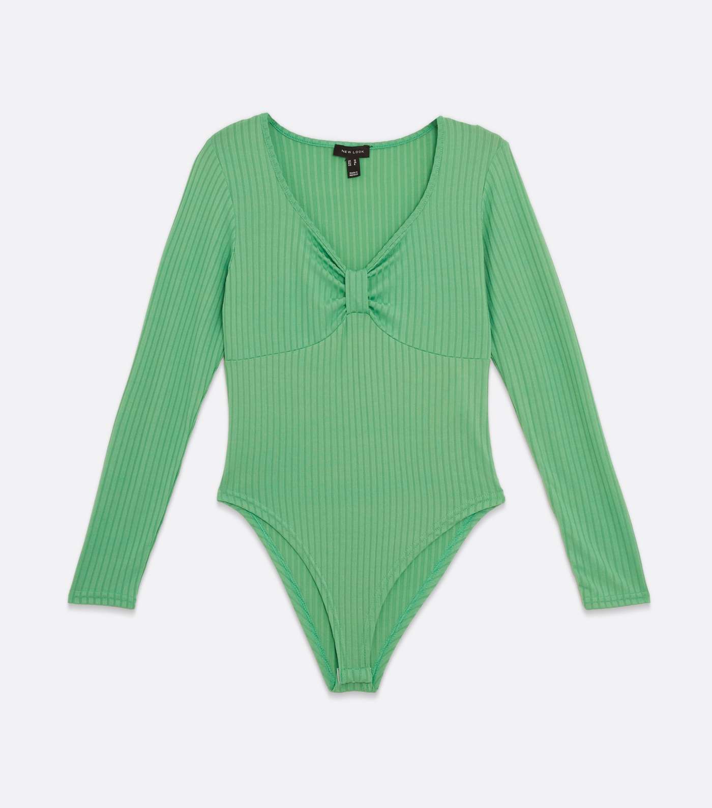 Green Ribbed Bow Front Bodysuit Image 5